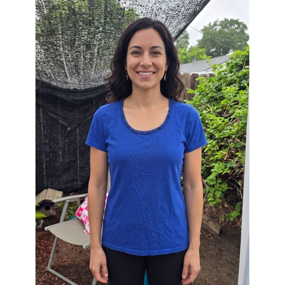 Classic Scoop Neck Women's Top in Royal Blue Size Small